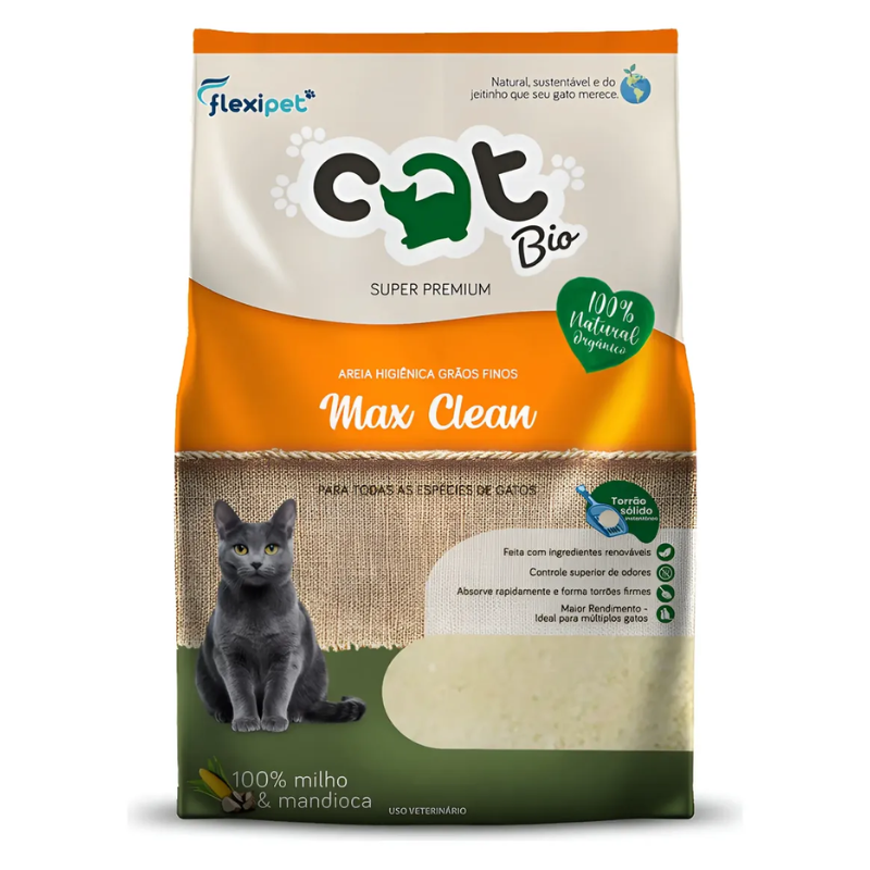 Areia biodegradável para gatos